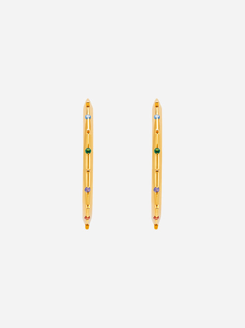 COLOR STONE HOOP EARRINGS