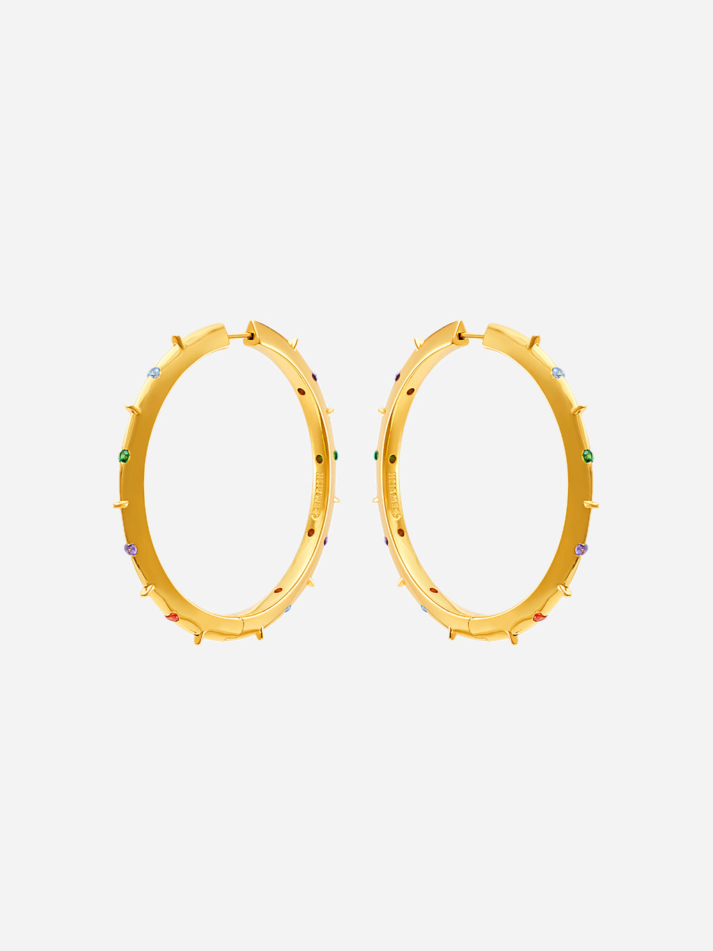COLOR STONE HOOP EARRINGS