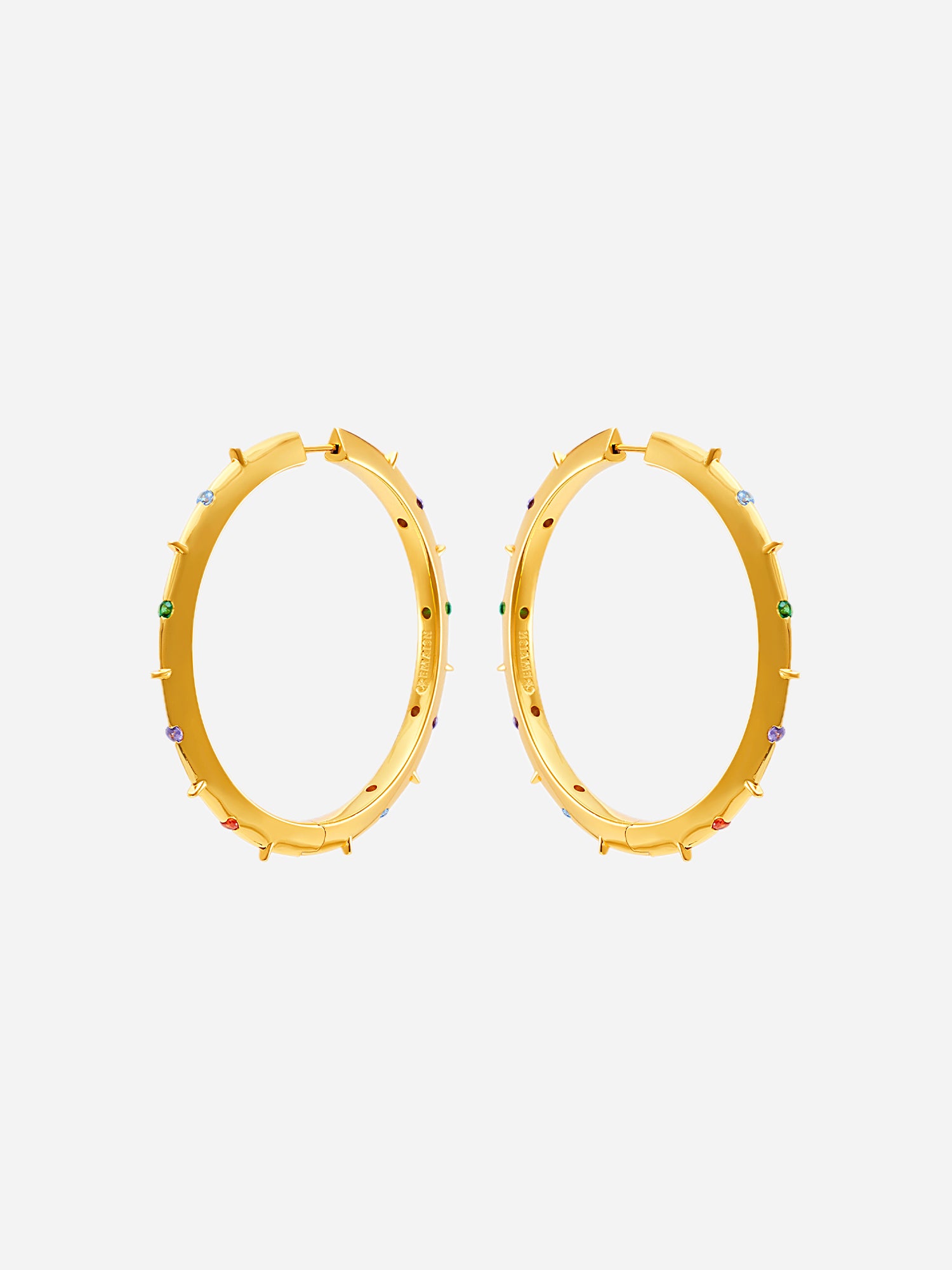 COLOR STONE HOOP EARRINGS