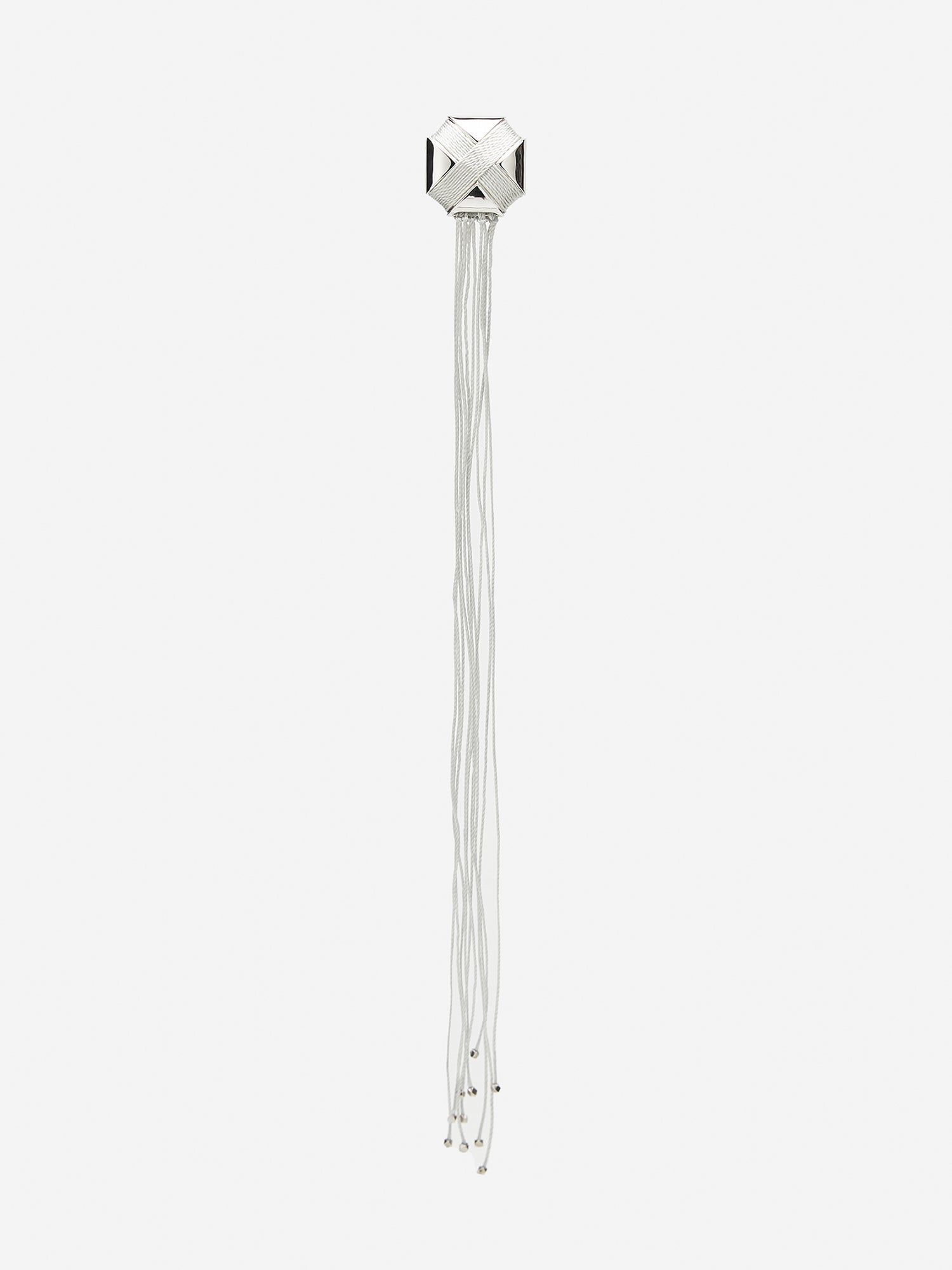 CURVED CROSS ROPE TASSEL BROOCH