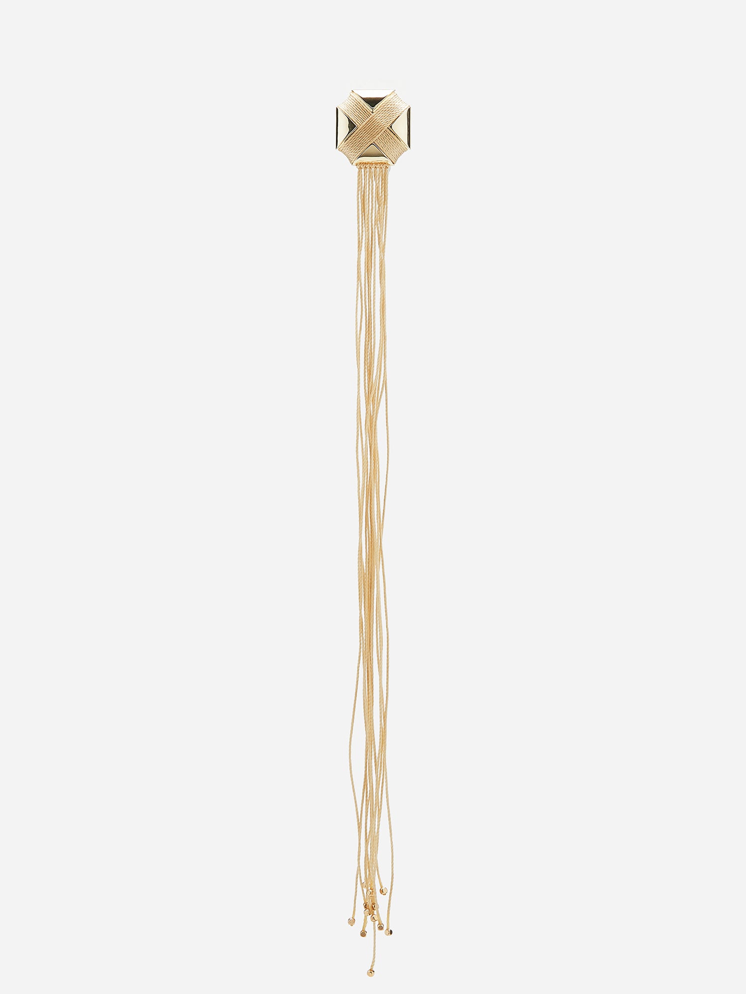 CURVED CROSS ROPE TASSEL BROOCH