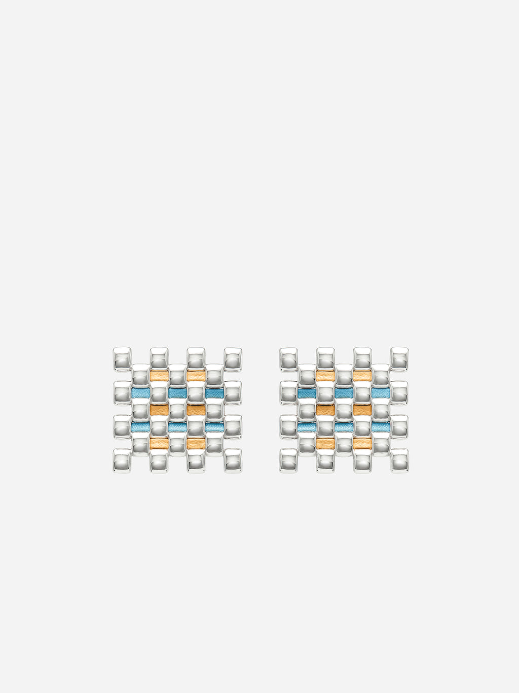 LEATHER SQUARE STUD EARRINGS
