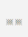 LEATHER SQUARE STUD EARRINGS