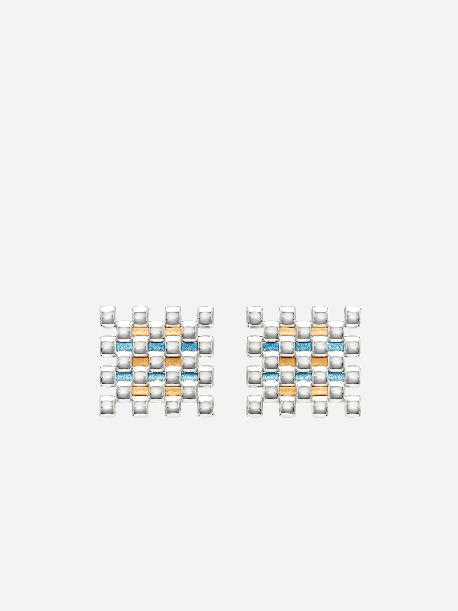 LEATHER SQUARE STUD EARRINGS