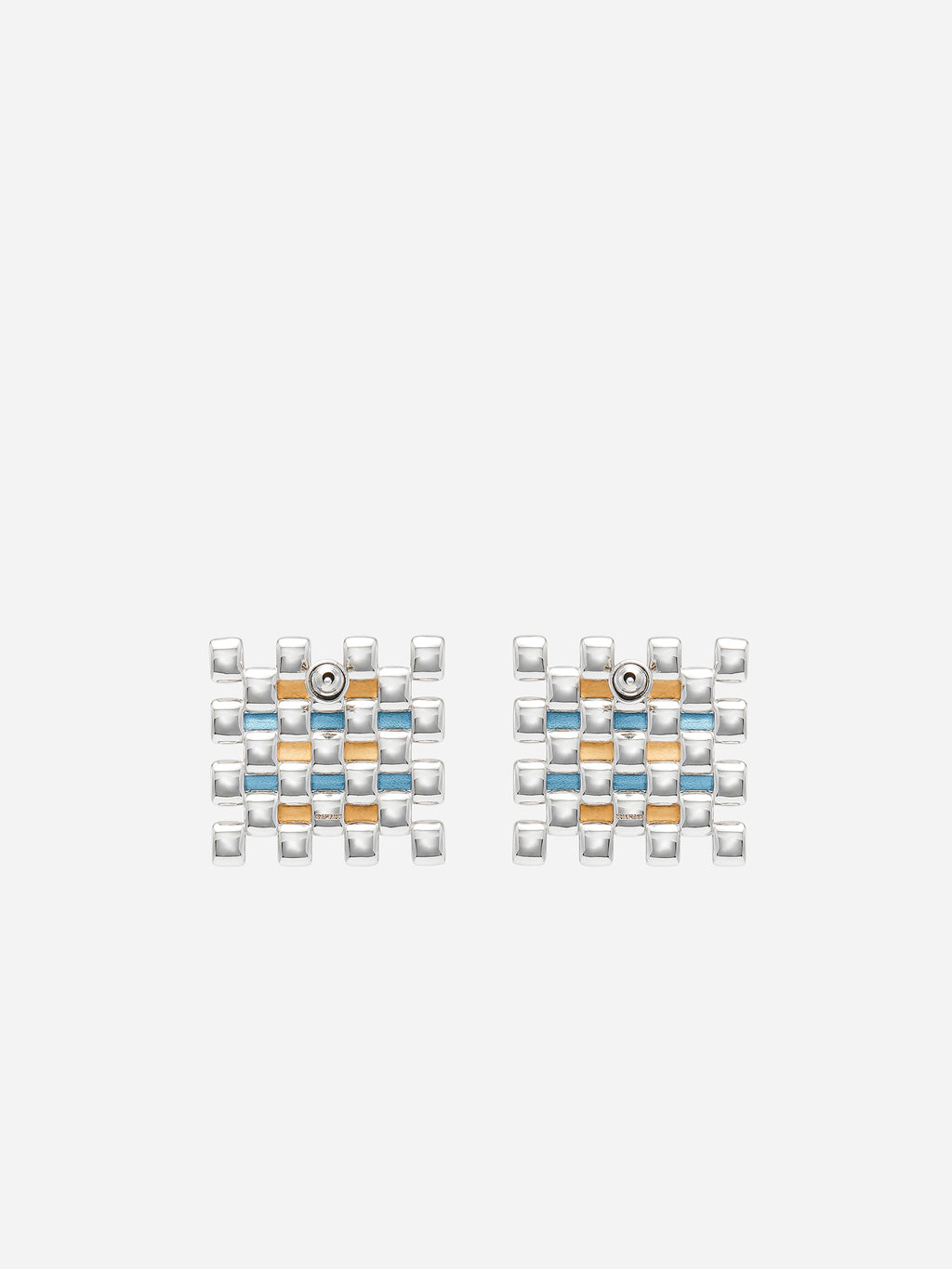 LEATHER SQUARE STUD EARRINGS