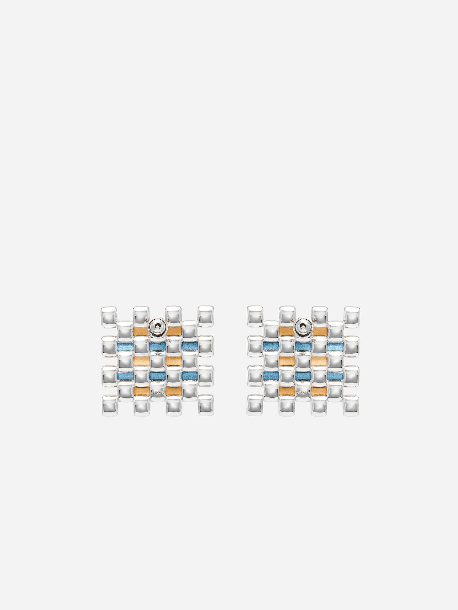 LEATHER SQUARE STUD EARRINGS