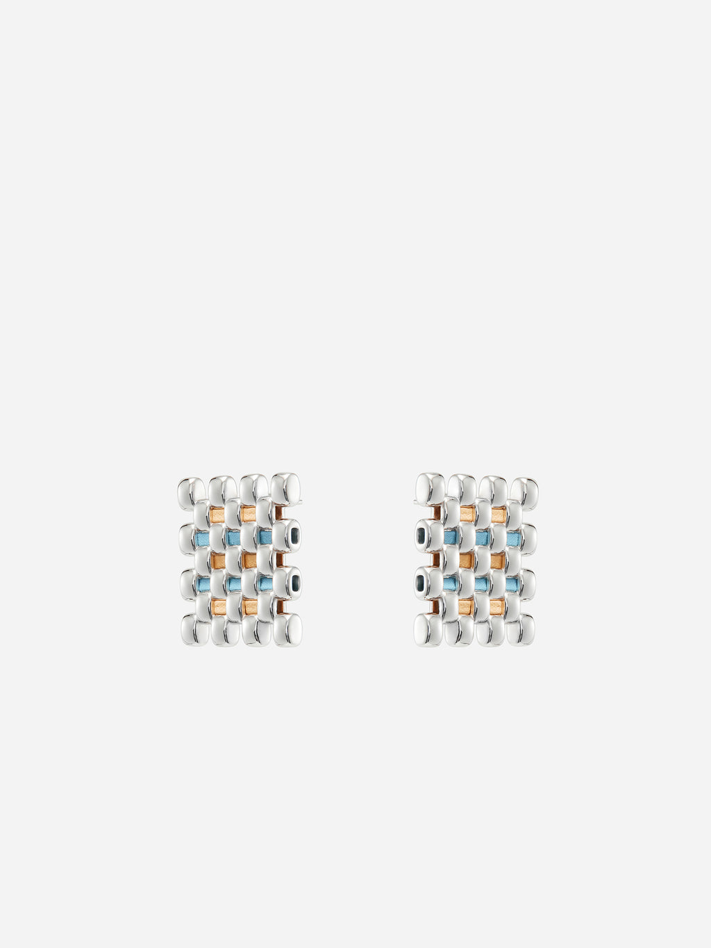 LEATHER SQUARE STUD EARRINGS