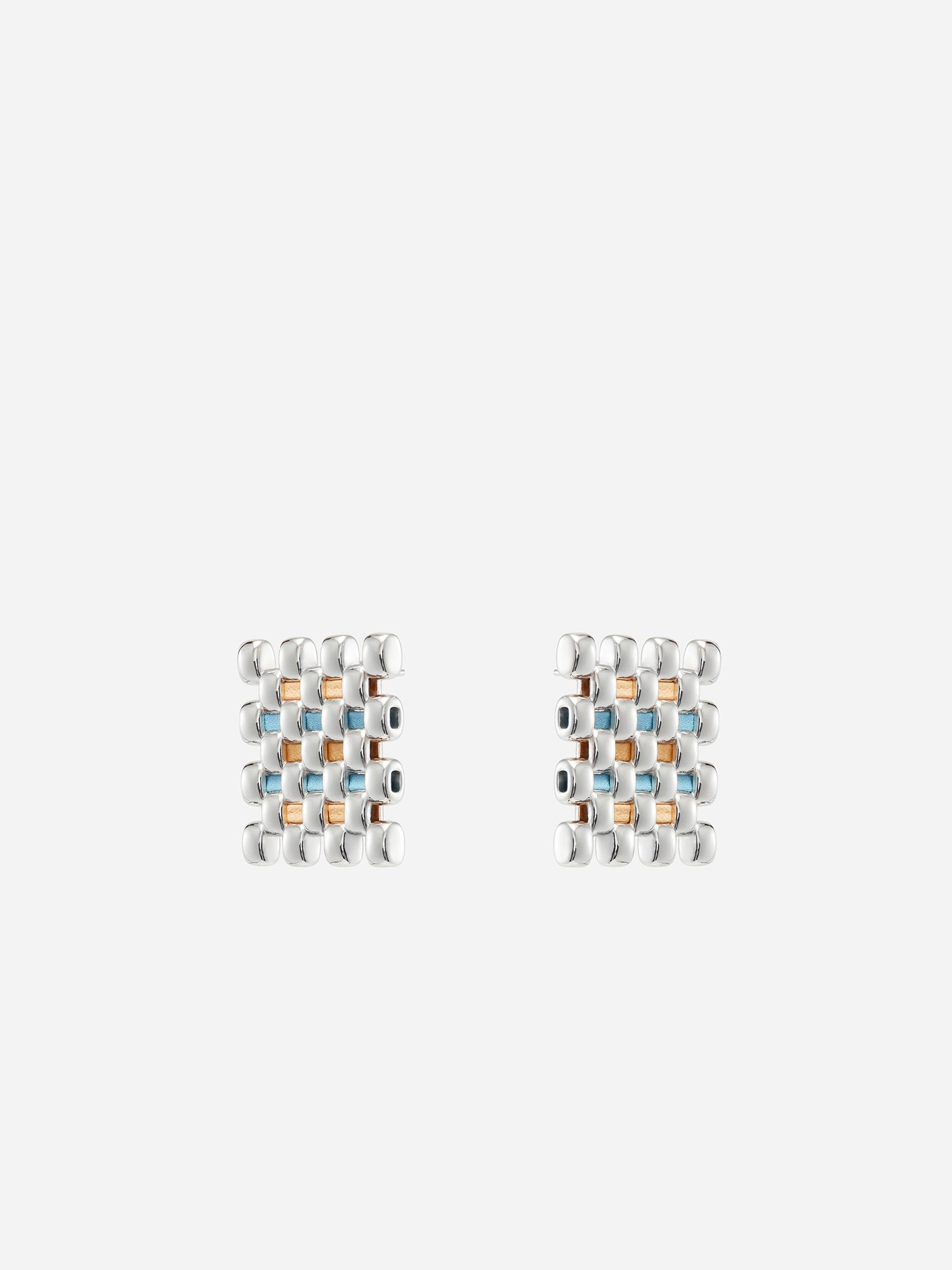 LEATHER SQUARE STUD EARRINGS
