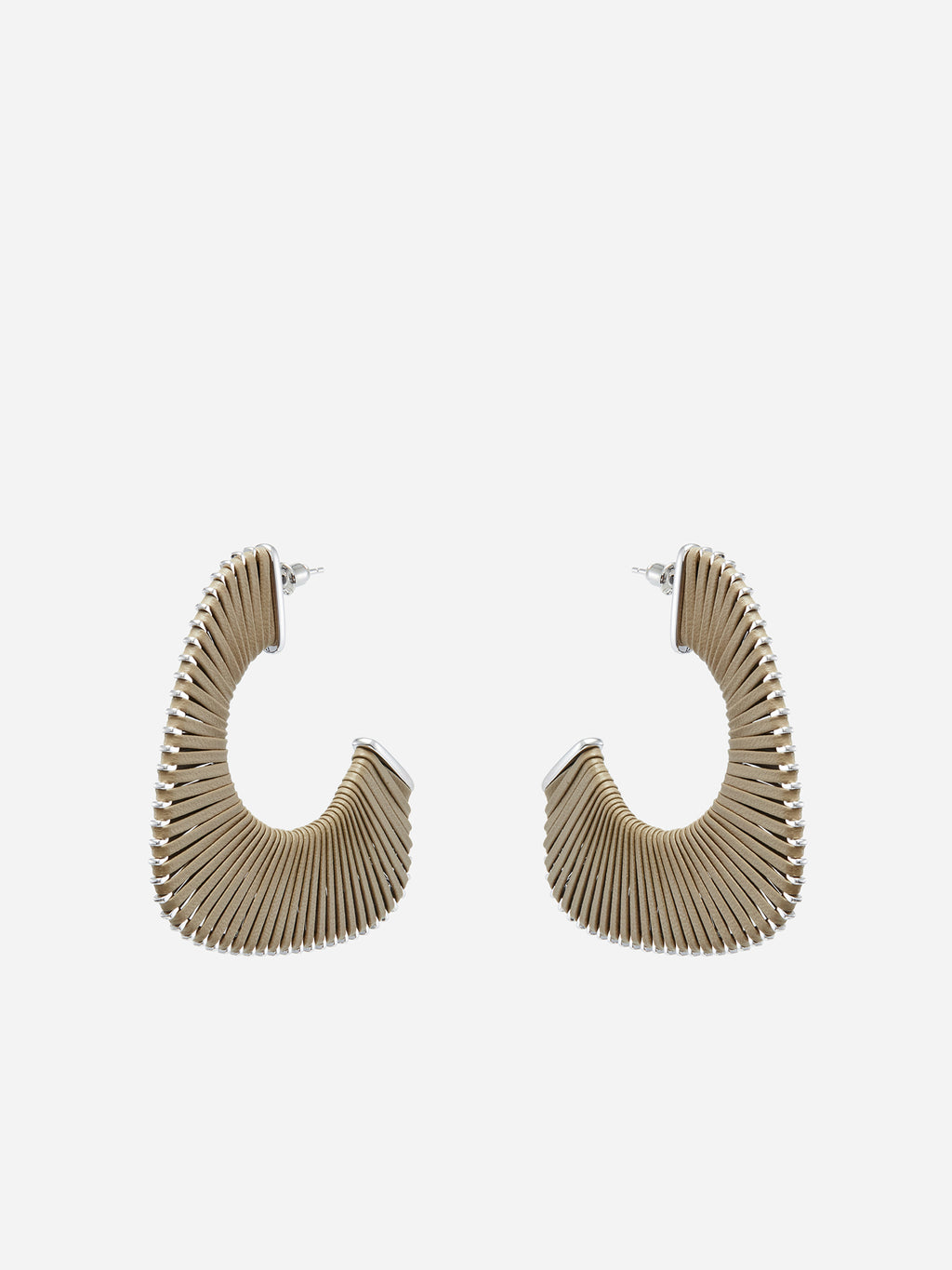 FAN SHAPE LEATHER WRAPPED EARRINGS