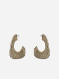 FAN SHAPE LEATHER WRAPPED EARRINGS