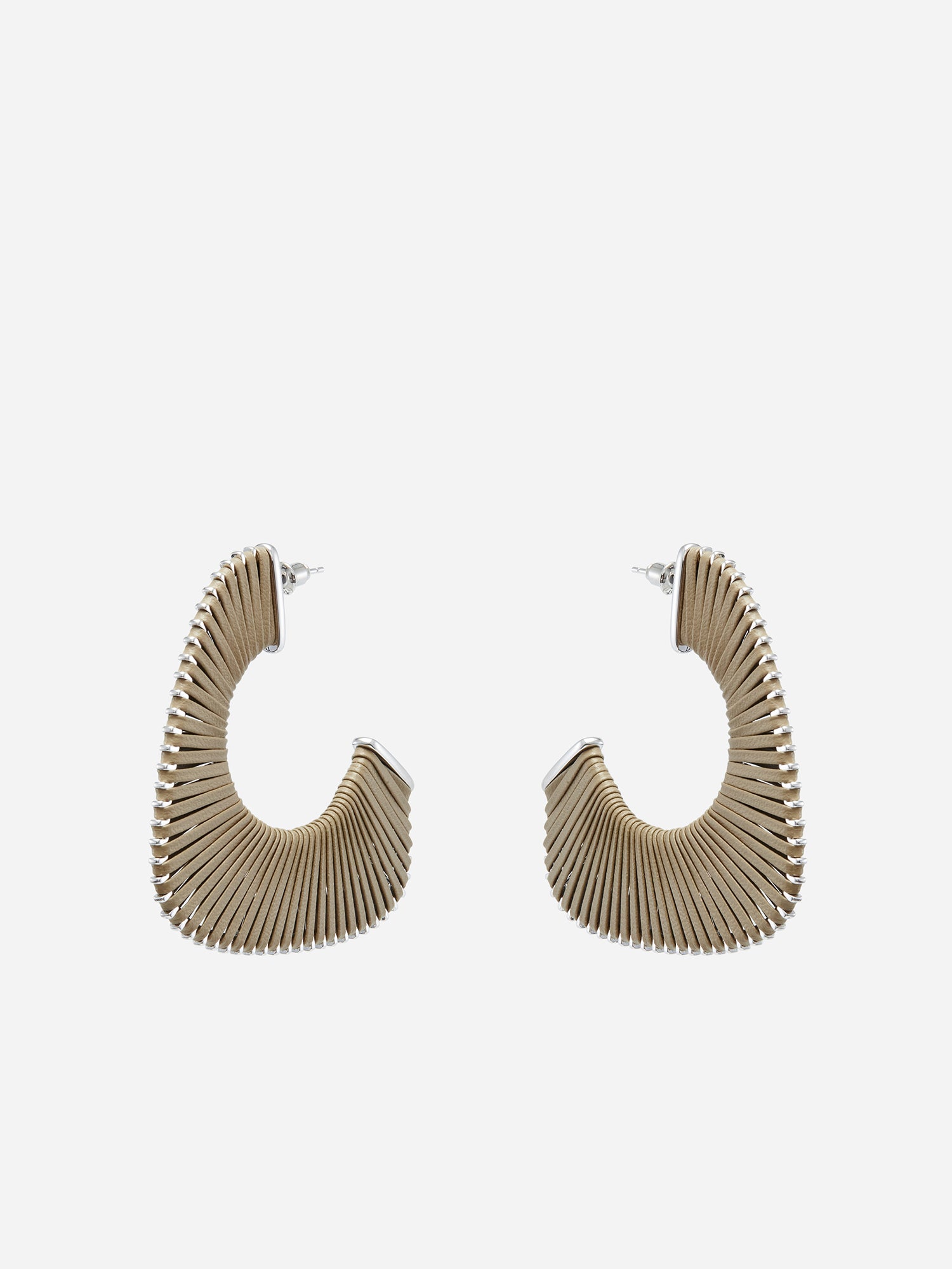 FAN SHAPE LEATHER WRAPPED EARRINGS
