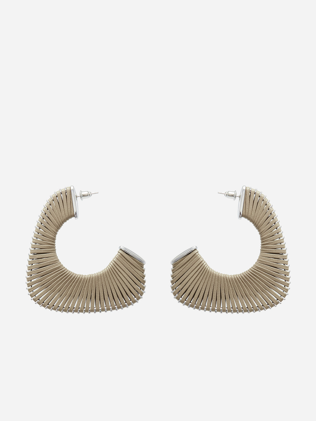 FAN SHAPE LEATHER WRAPPED EARRINGS