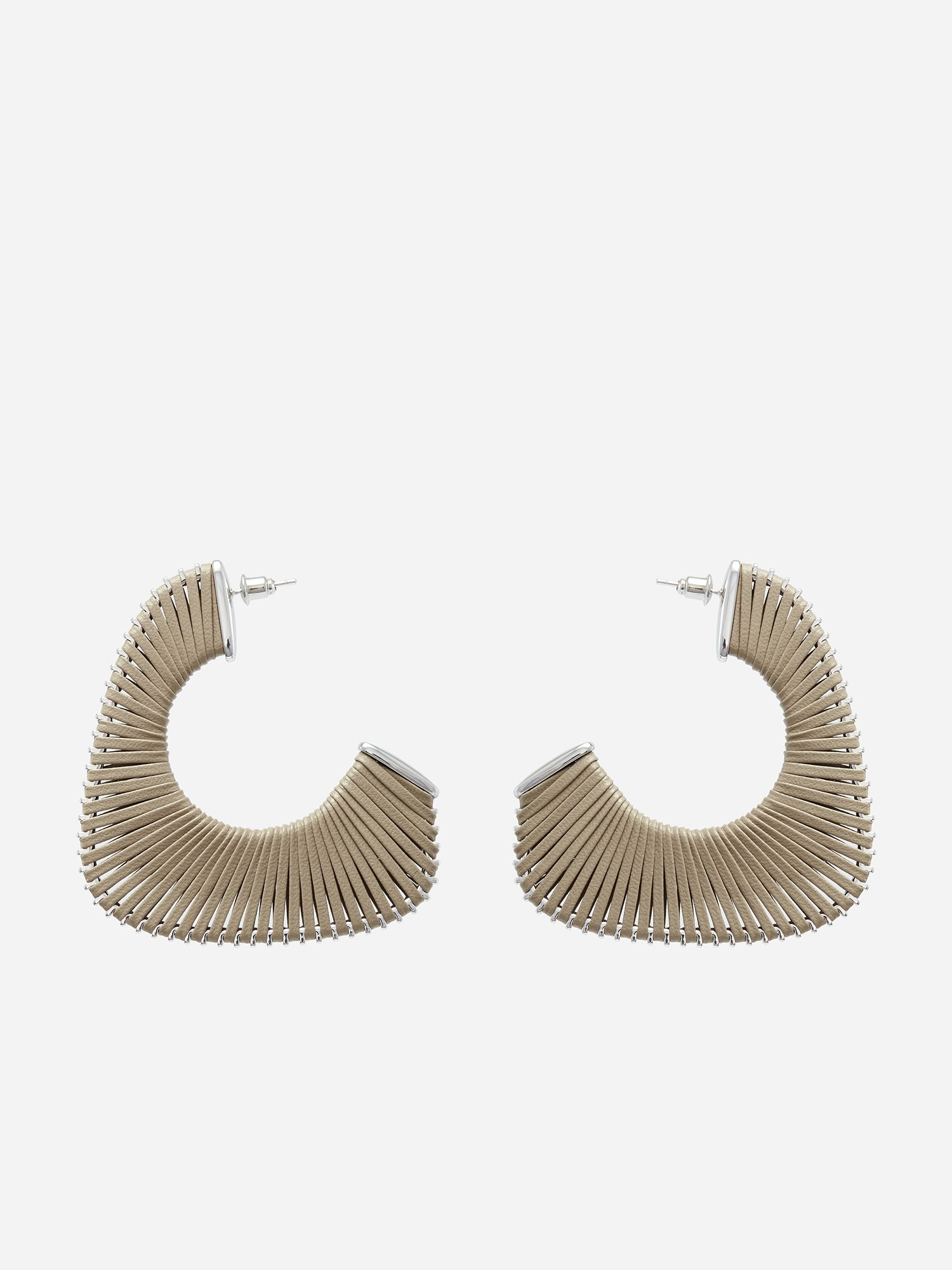 FAN SHAPE LEATHER WRAPPED EARRINGS