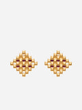 LEATHER RHOMBUS STUD EARRINGS