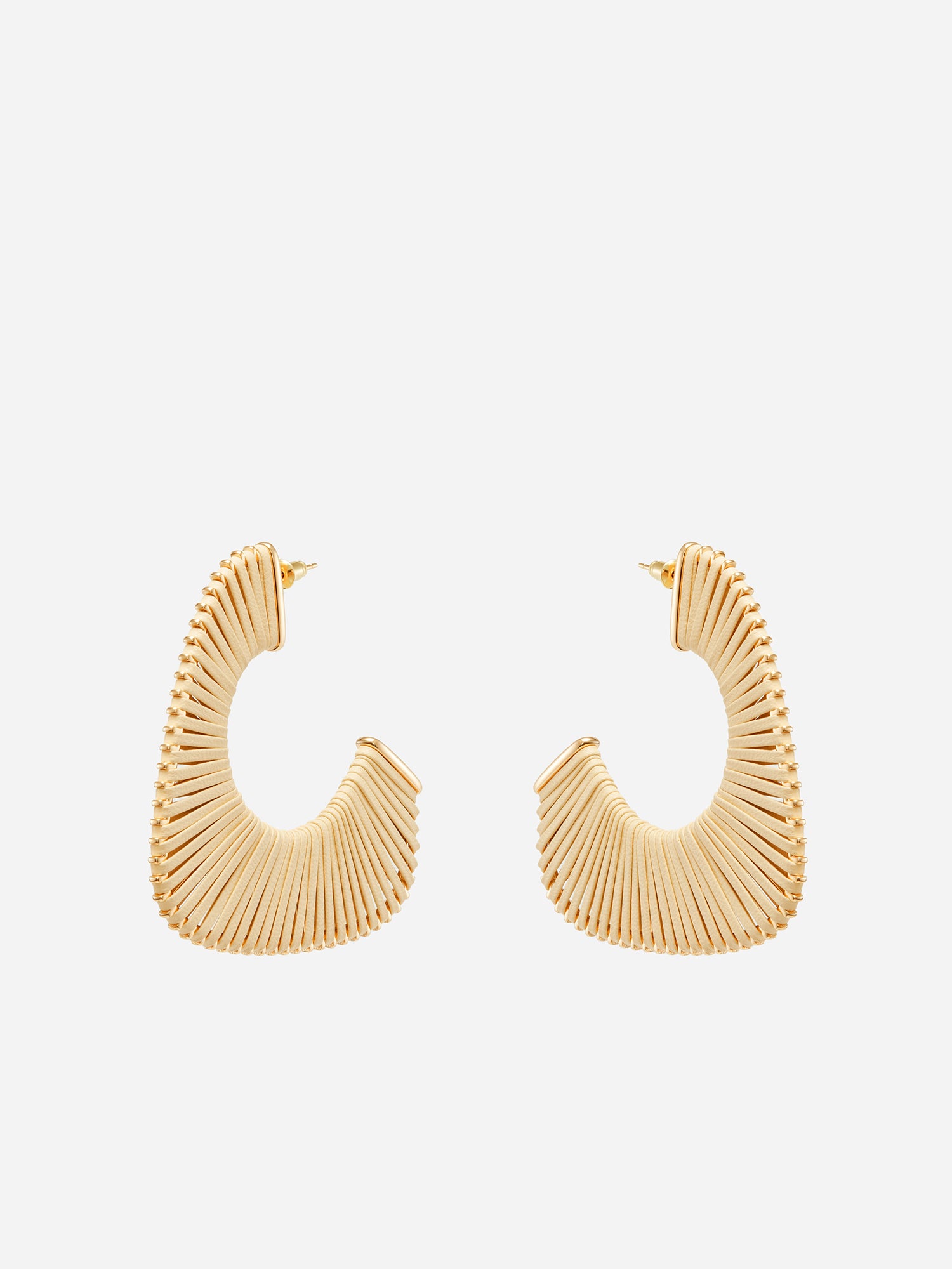 FAN SHAPE LEATHER WRAPPED EARRINGS