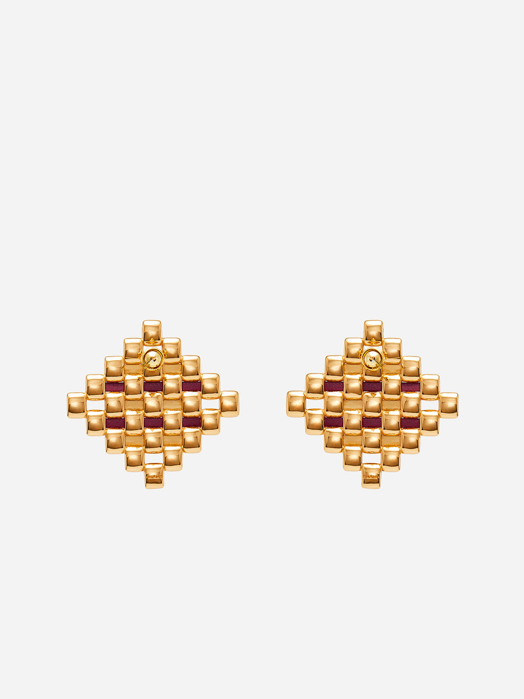 LEATHER RHOMBUS STUD EARRINGS