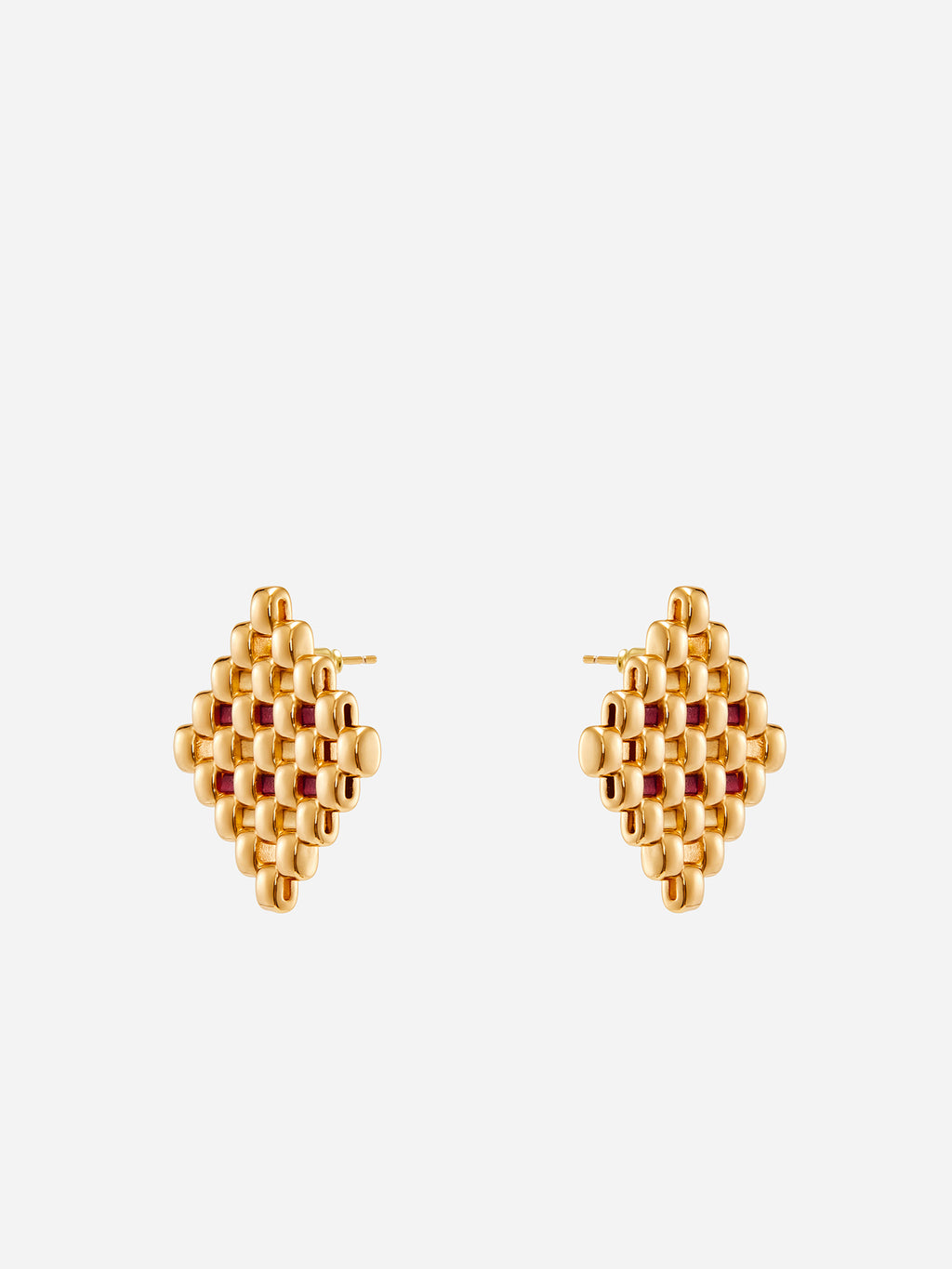 LEATHER RHOMBUS STUD EARRINGS