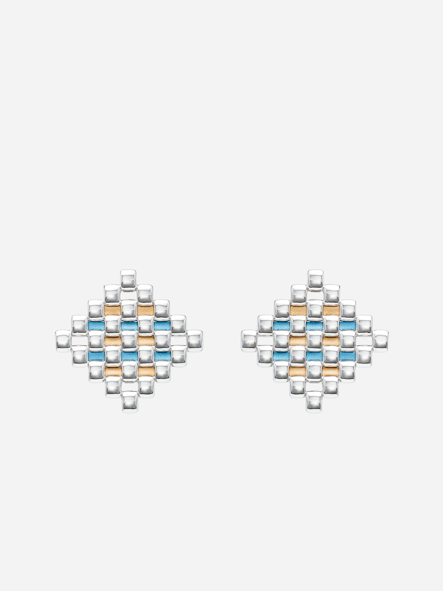 LEATHER RHOMBUS STUD EARRINGS