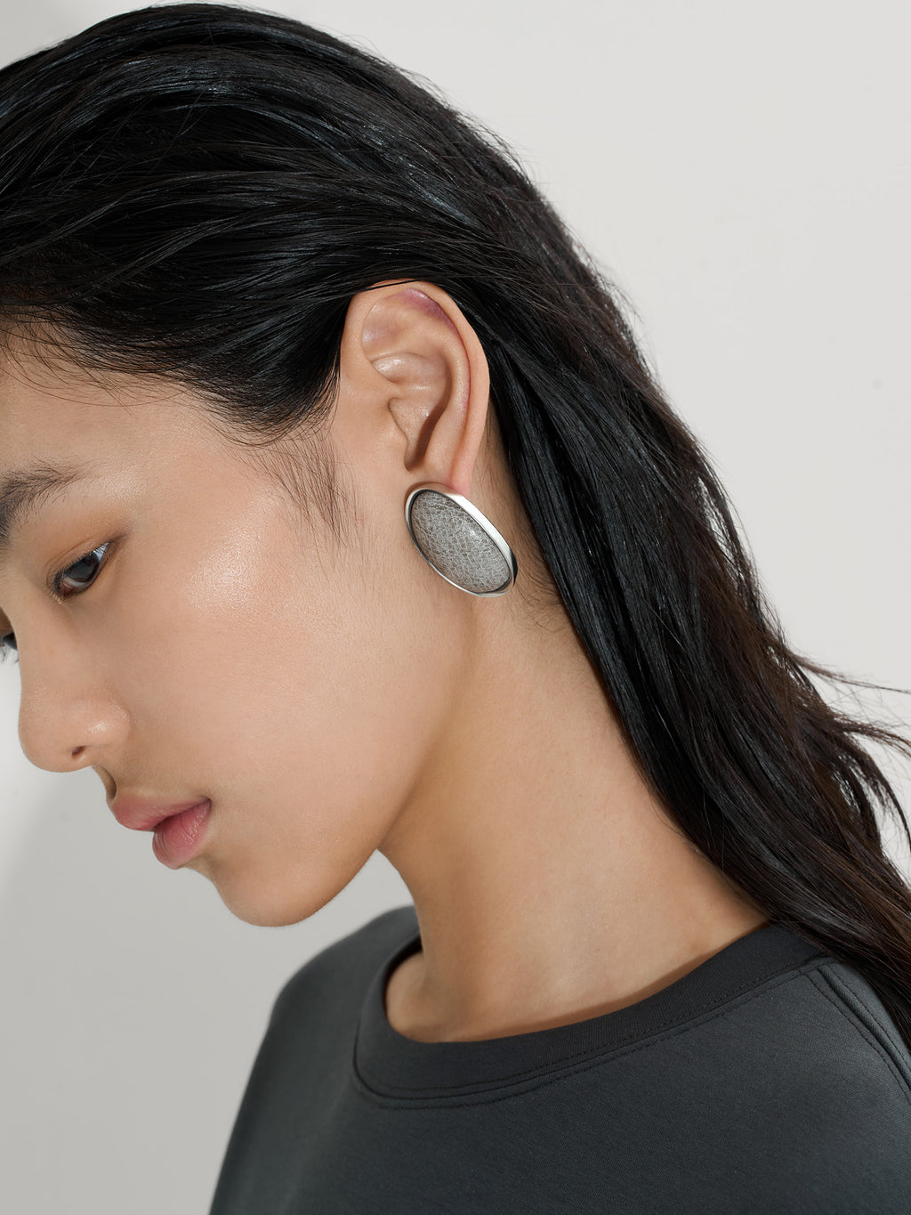 CURVED LEATHER-WRAPPED EARRINGS