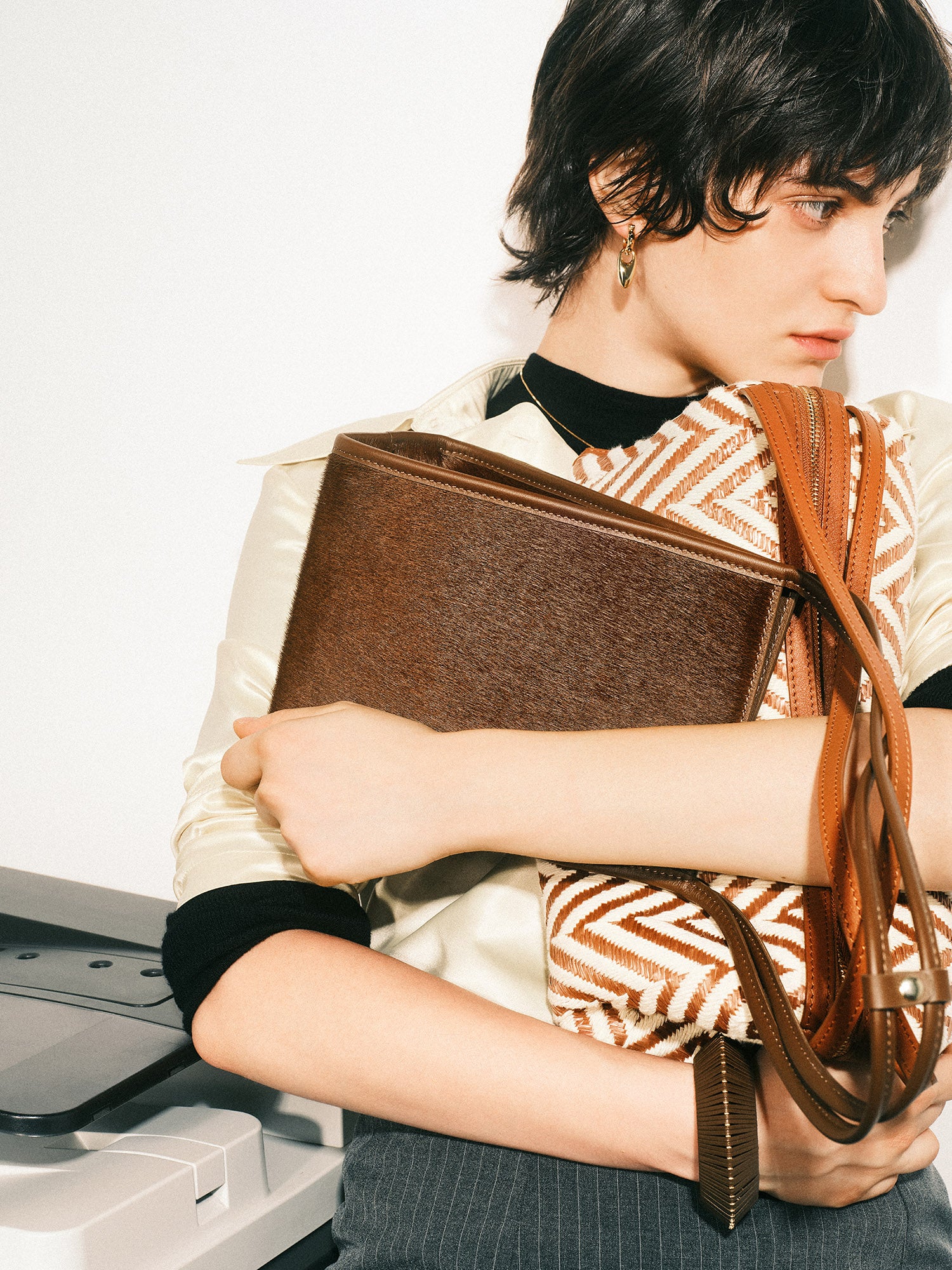 PONY HAIR SMALL HANDLE BAG