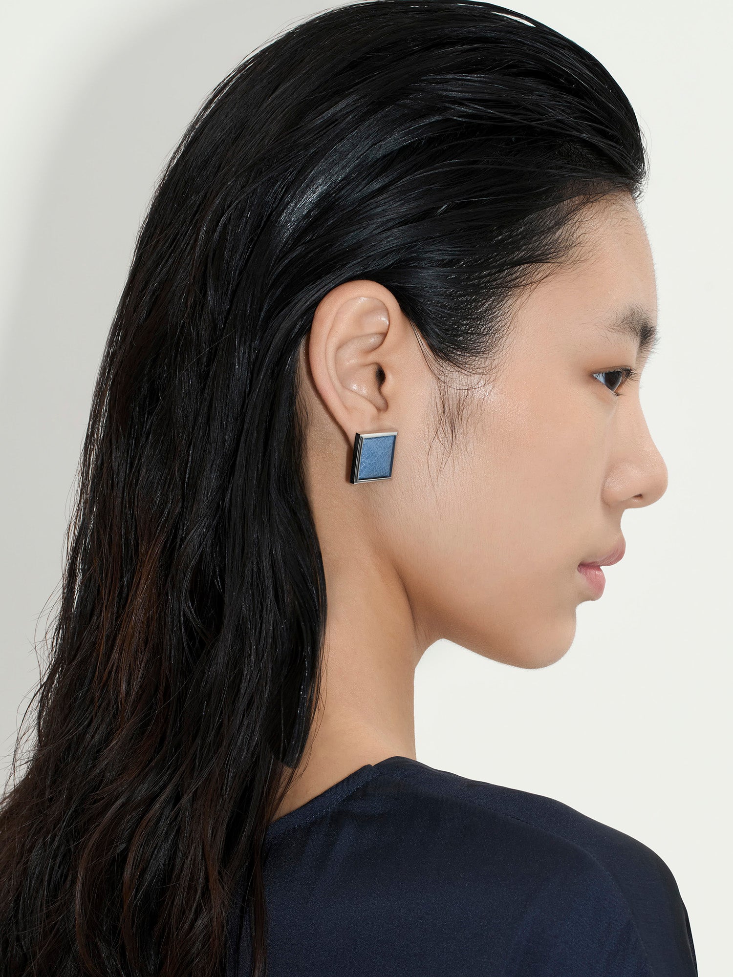 SQUARE LEATHER-WRAPPED EARRINGS