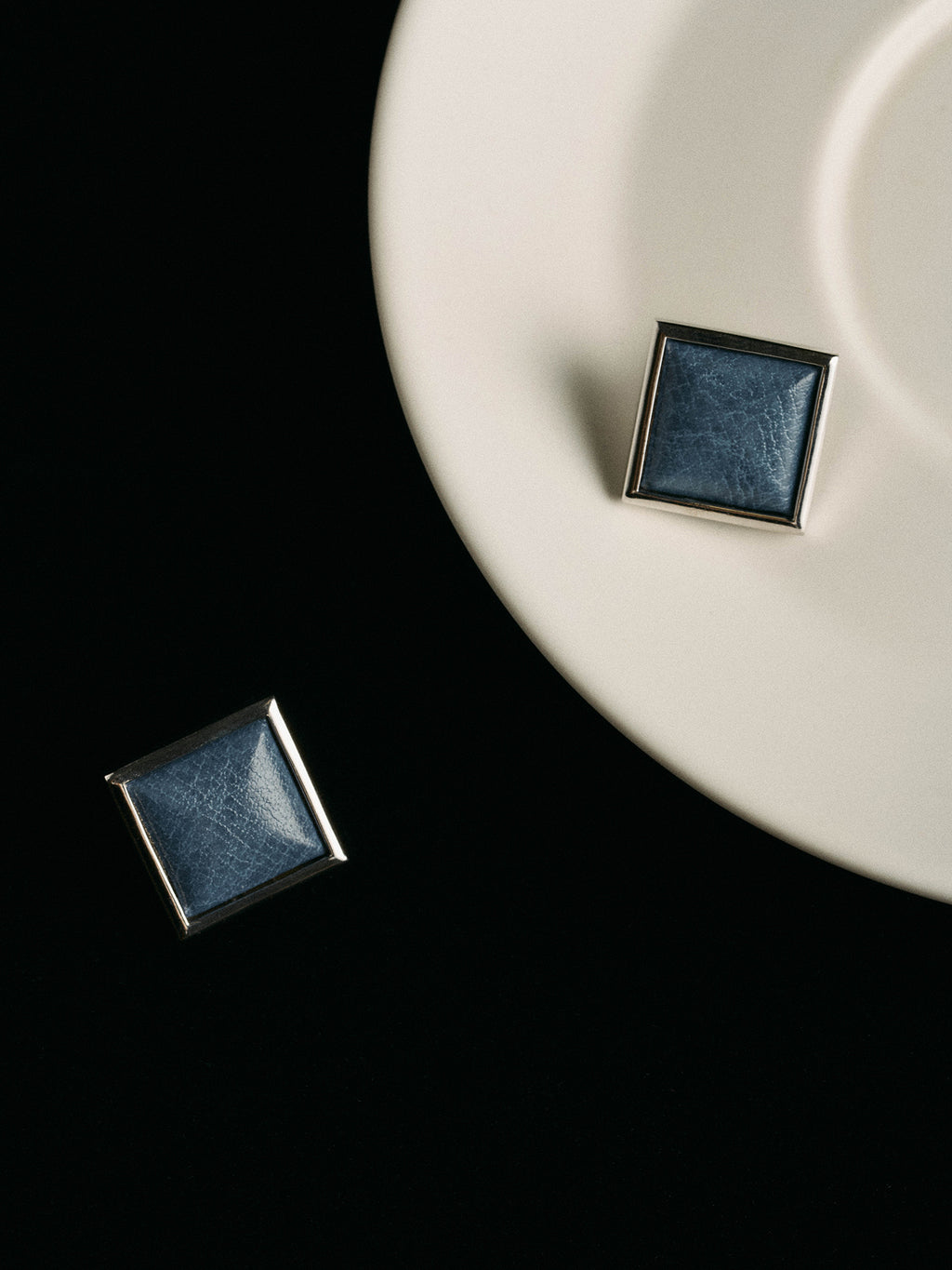 SQUARE LEATHER-WRAPPED EARRINGS