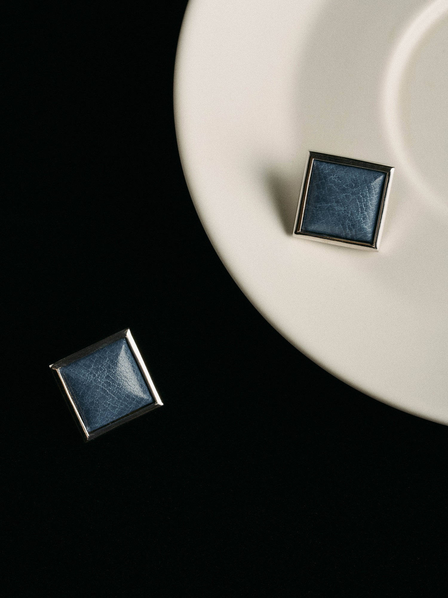 SQUARE LEATHER-WRAPPED EARRINGS