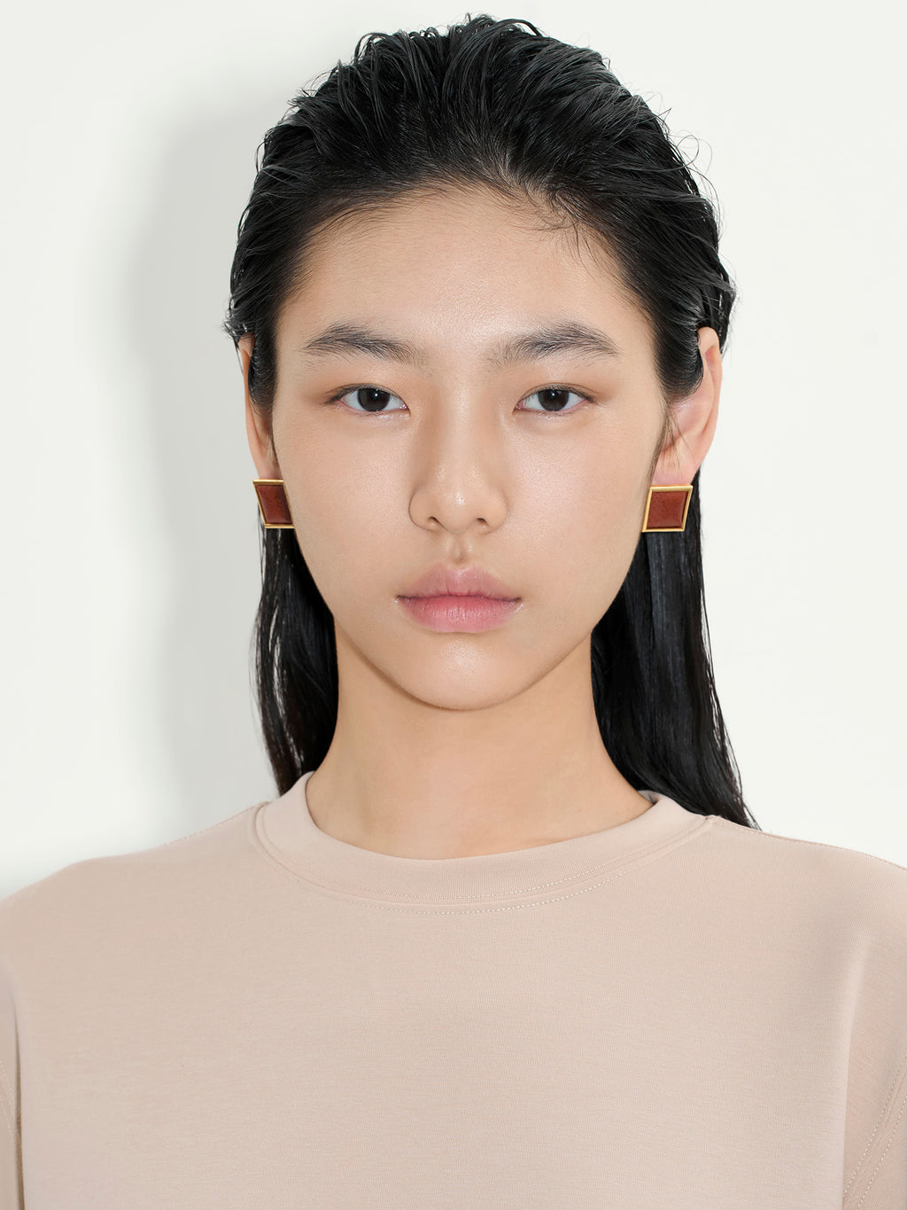 SQUARE LEATHER-WRAPPED EARRINGS